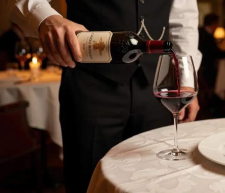 Accord mets et vins raffiné avec verres et assiettes gastronomiques