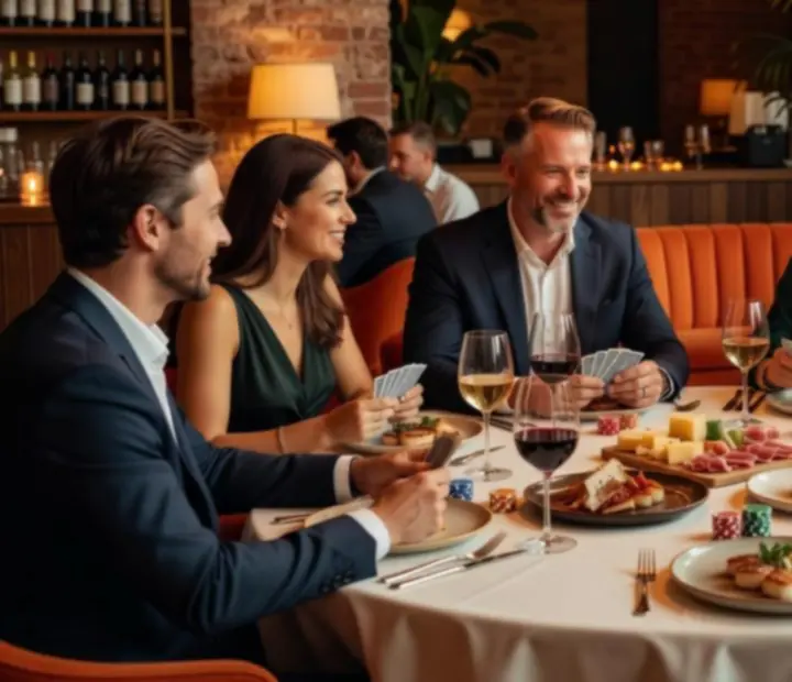 Ambiance chic et conviviale lors d'une soirée poker en restaurant