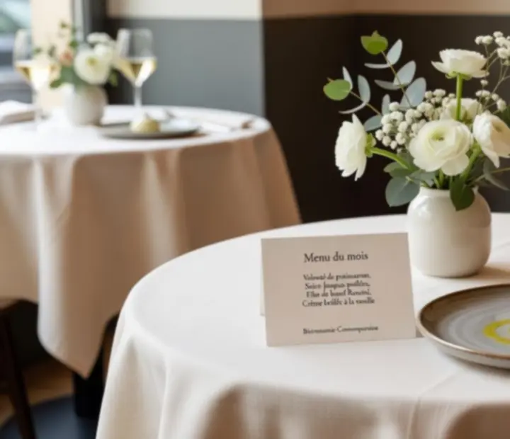 Exemple de menu du mois avec plusieurs assiettes raffinées